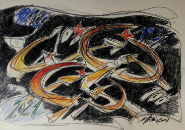 Nino Attinà, Un’idea senza tempo, matite colorate, 2021