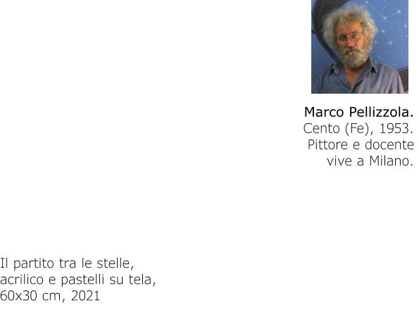 Marco Pellizzola. Cento (Fe), 1953.Pittore e docentevive a Milano. Il partito tra le stelle, acrilico e pastelli su tela, 60x30 cm, 2021